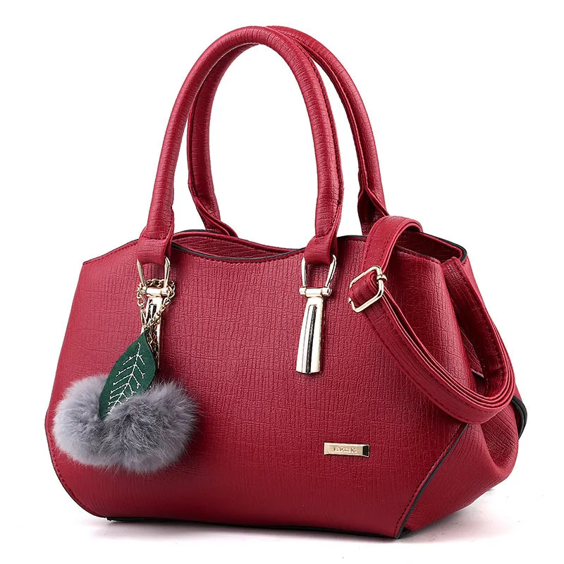 2021 new fashion handbags handbags leather bag and hang the hair ball single shoulder bag