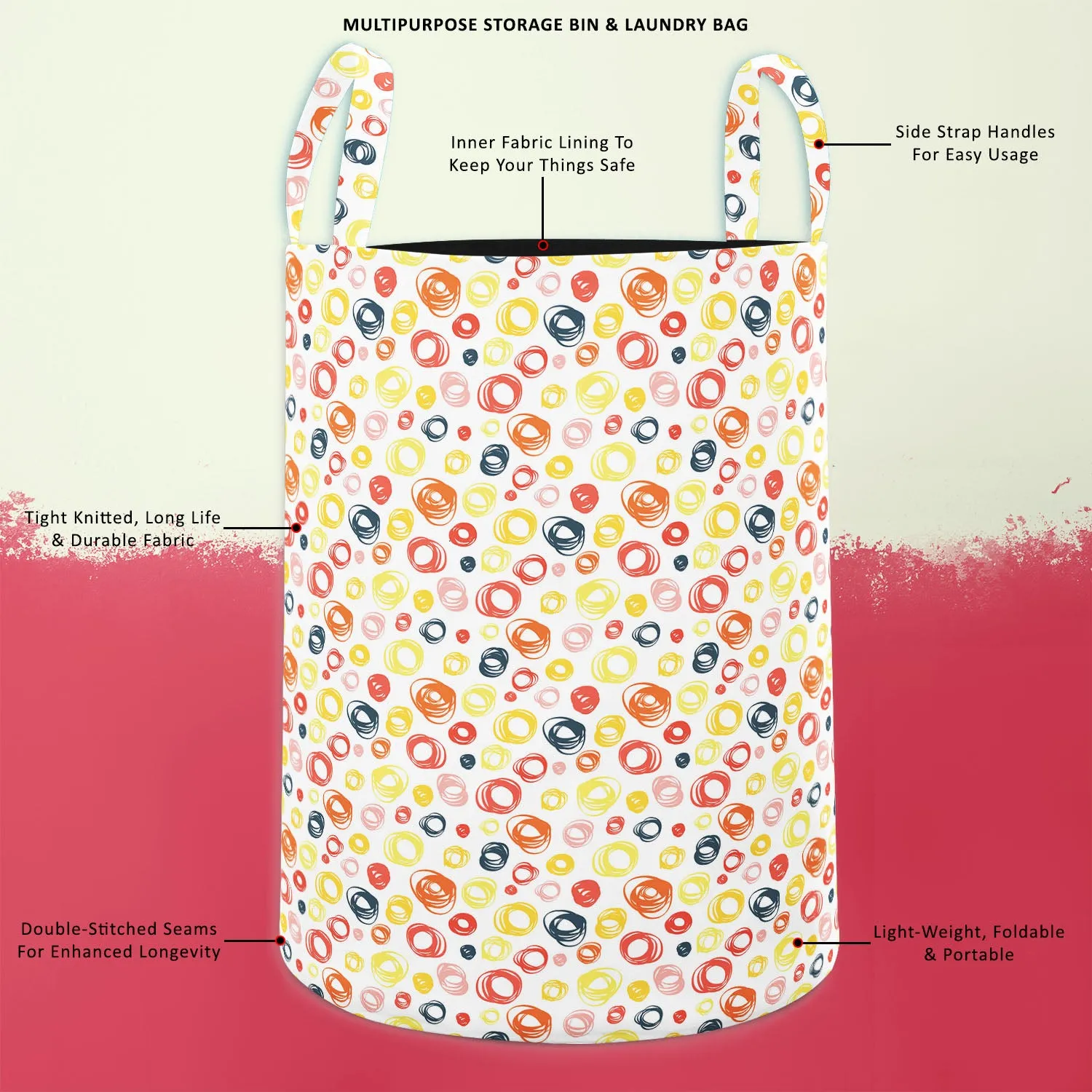 Abstract Doodle D2 Foldable Open Storage Bin | Organizer Box, Toy Basket, Shelf Box, Laundry Bag | Canvas Fabric