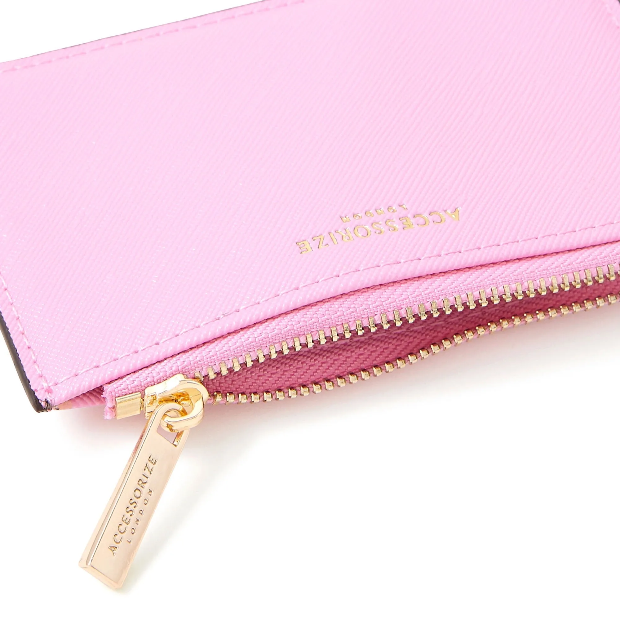 Accessorize London Women's Faux Leather Pink Casey Cardholder wallet