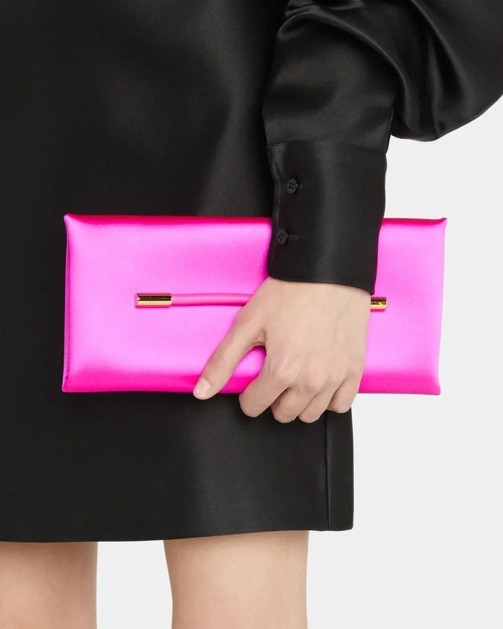 Ava Satin Clutch in Pink