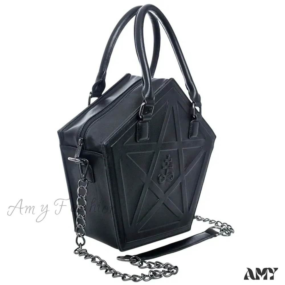 Bag Leather High Gothic Quality Darkness Pentagram Chain Soft Punk