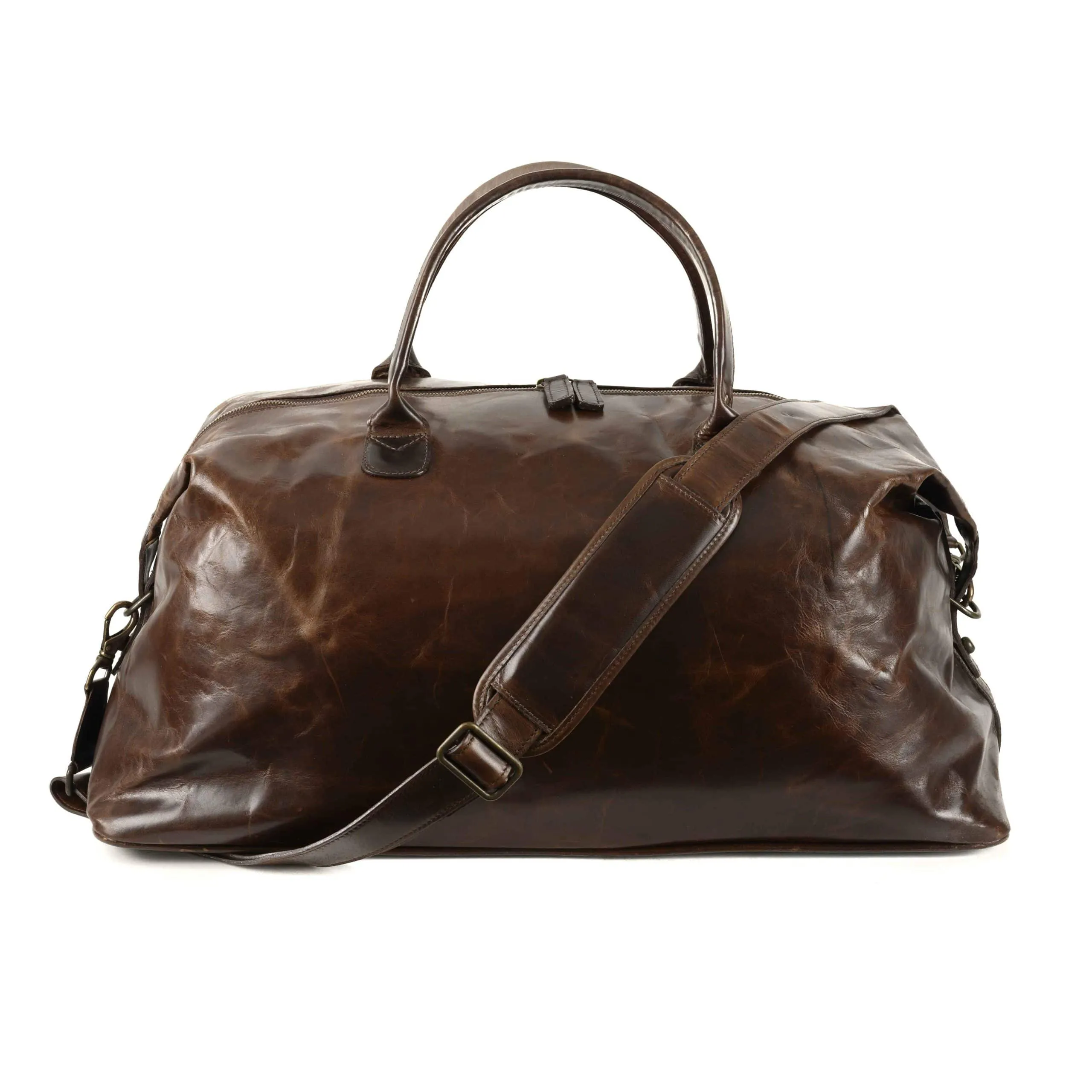 Benedict Leather Weekend Bag in Brompton Brown by Moore & Giles