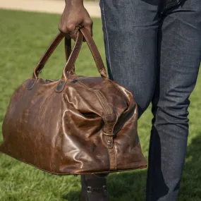 Benedict Leather Weekend Bag in Brompton Brown by Moore & Giles