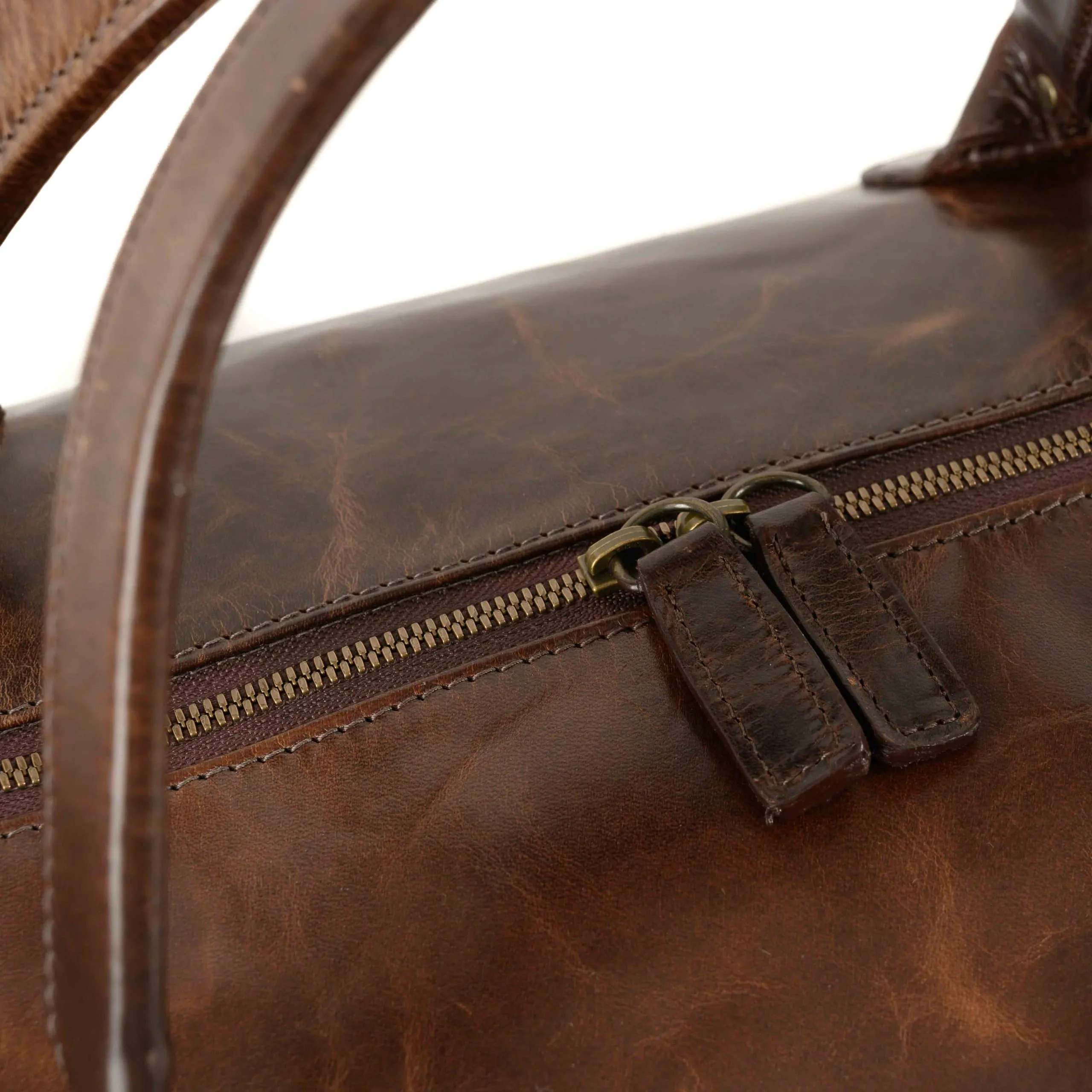 Benedict Leather Weekend Bag in Brompton Brown by Moore & Giles