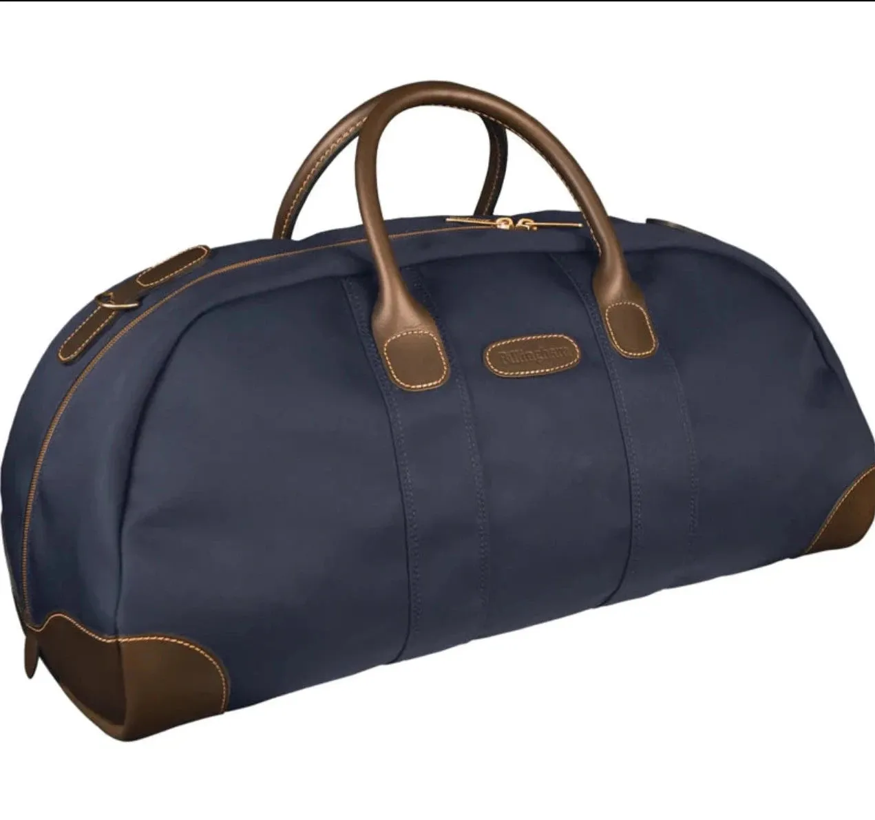 Billingham Weekender Bag -   Navy Canvas / Chocolate Leather (Chocolate Lining)