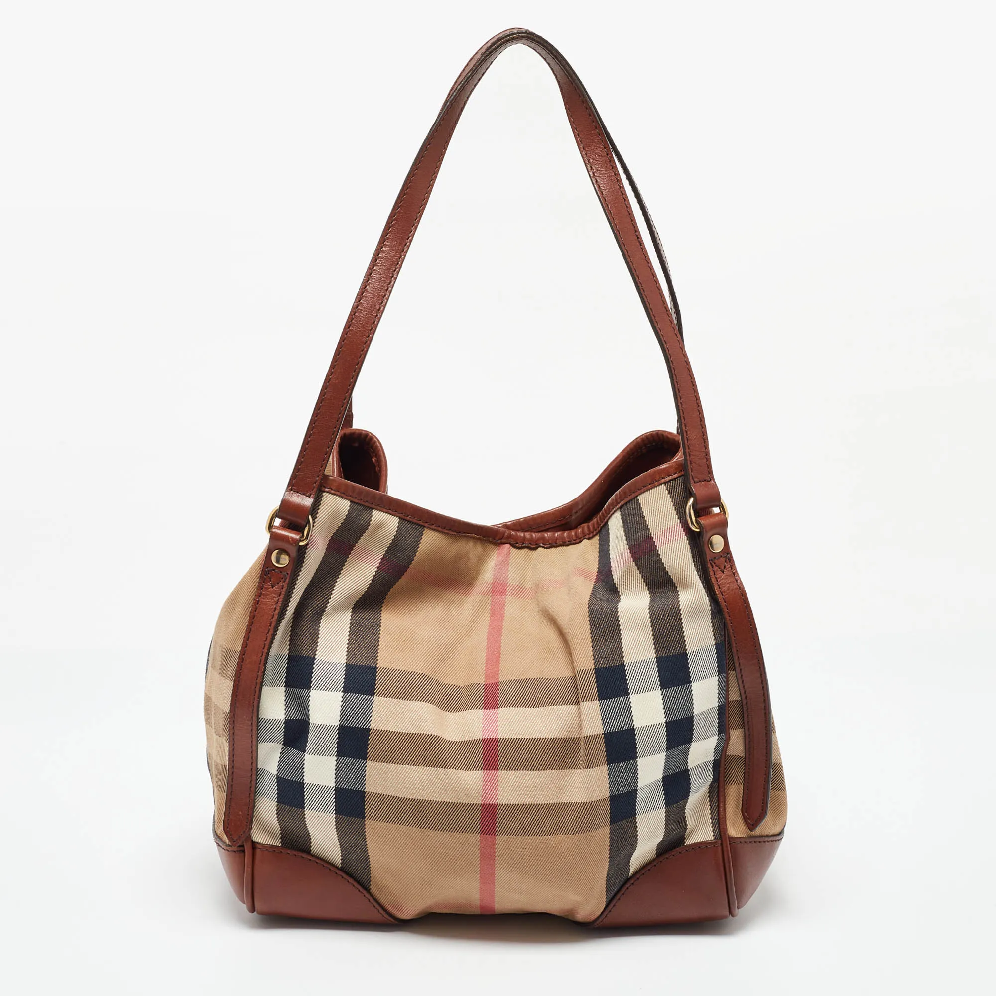 Burberry Brown Leather  Canvas Canterbury Totes..