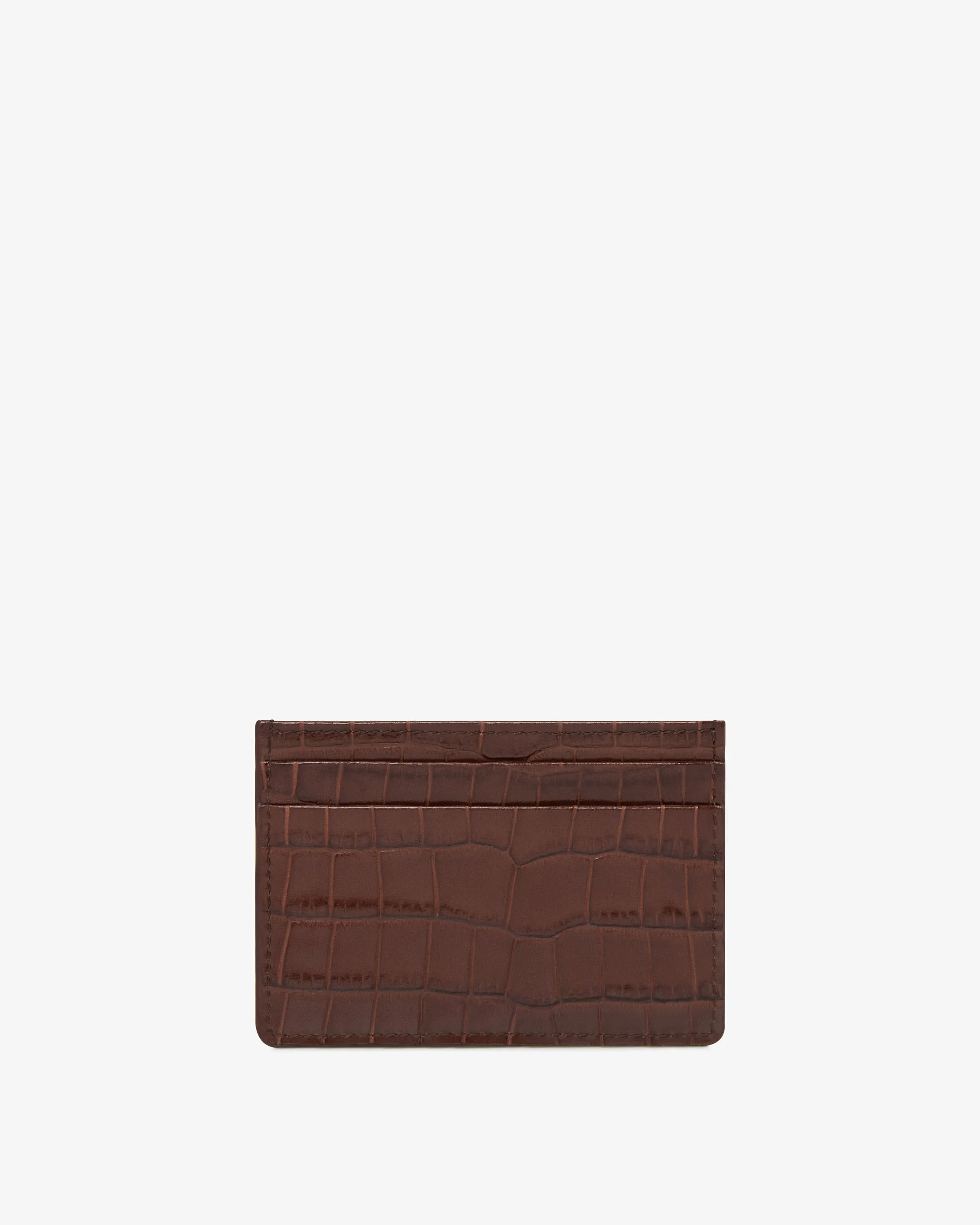 Cardholder - Croc Embossed Leather Chocolate