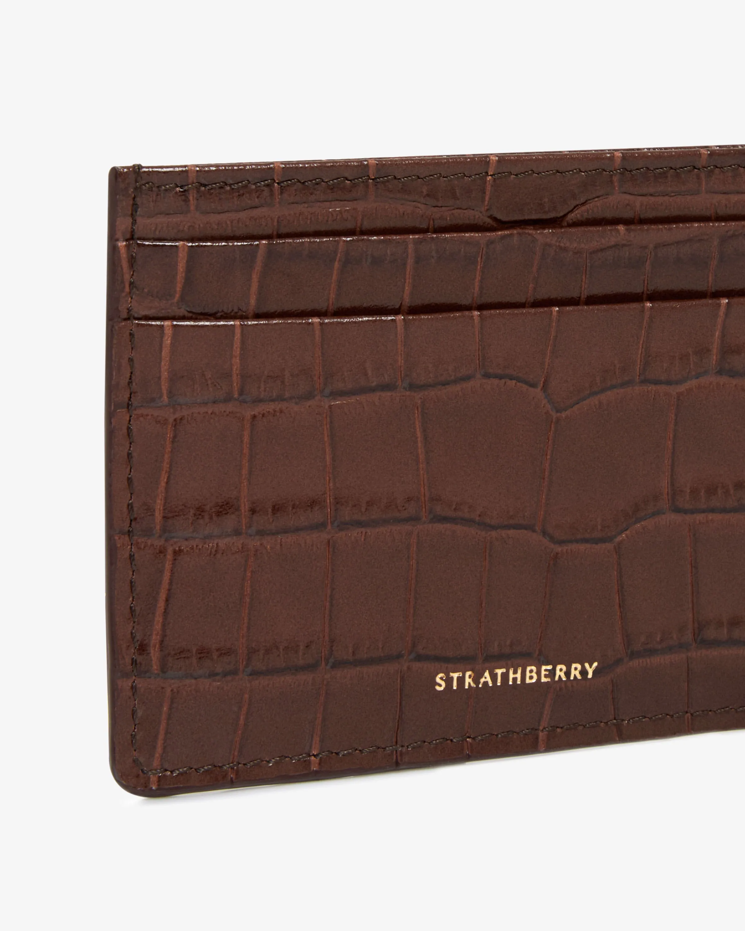 Cardholder - Croc Embossed Leather Chocolate