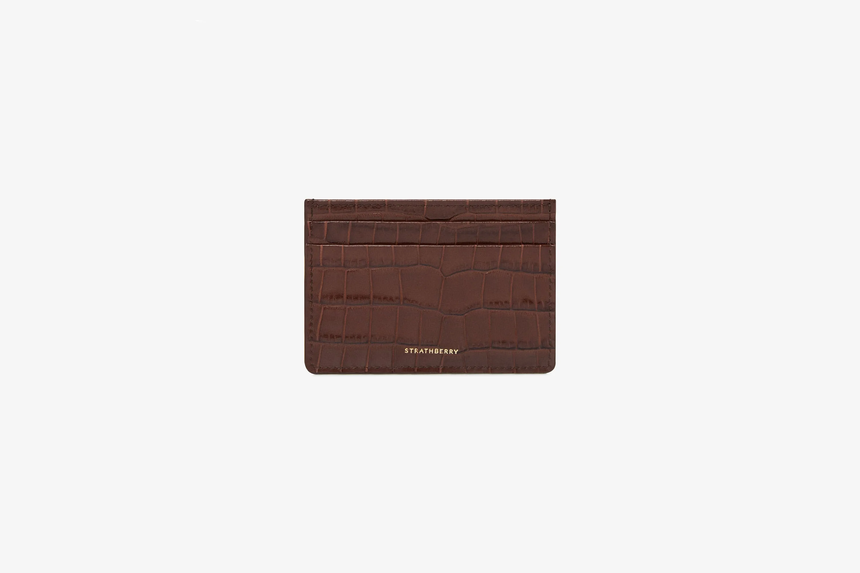 Cardholder - Croc Embossed Leather Chocolate