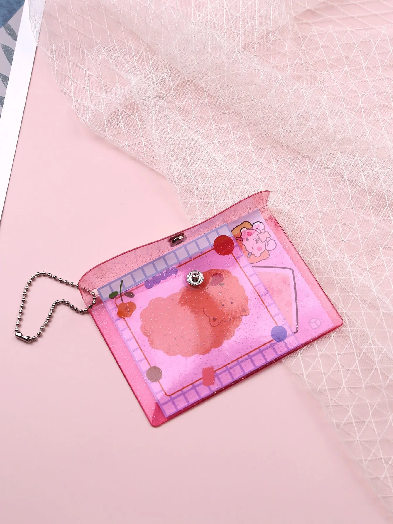 Clear Snap Button Coin Purse Change Pouch Coin Case Small Wallet Card Holder