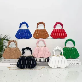 Embroidered Pleated Clutch Handbags