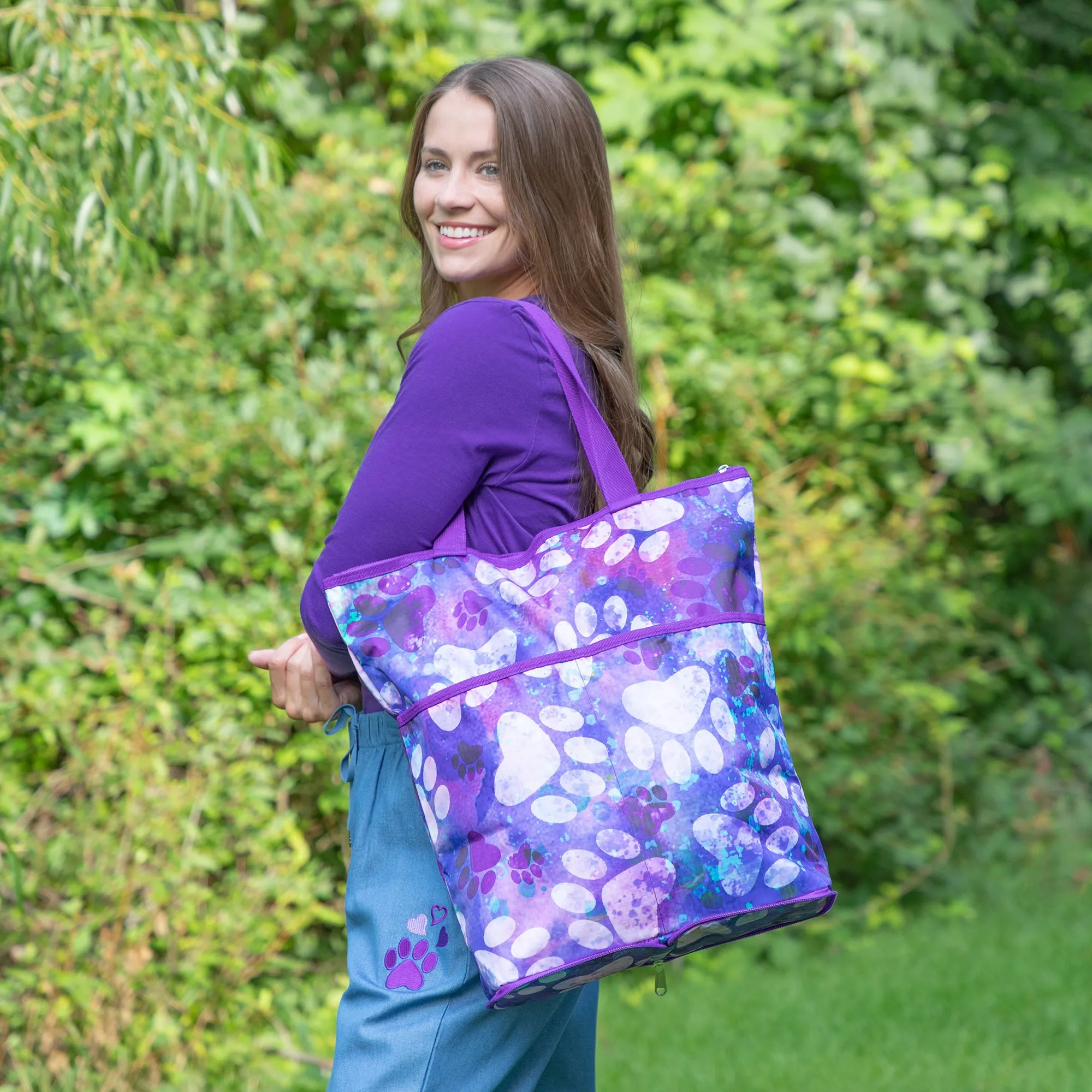 Extra Large Foldable Paw Print Tote Bag