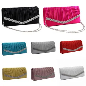 Female Chic Flash Flap Pattern Satin Chain Handbags For Wedding Party