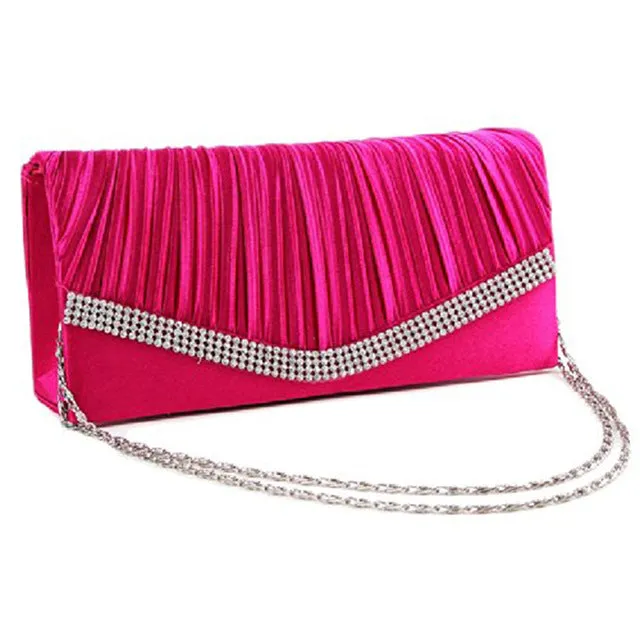 Female Chic Flash Flap Pattern Satin Chain Handbags For Wedding Party