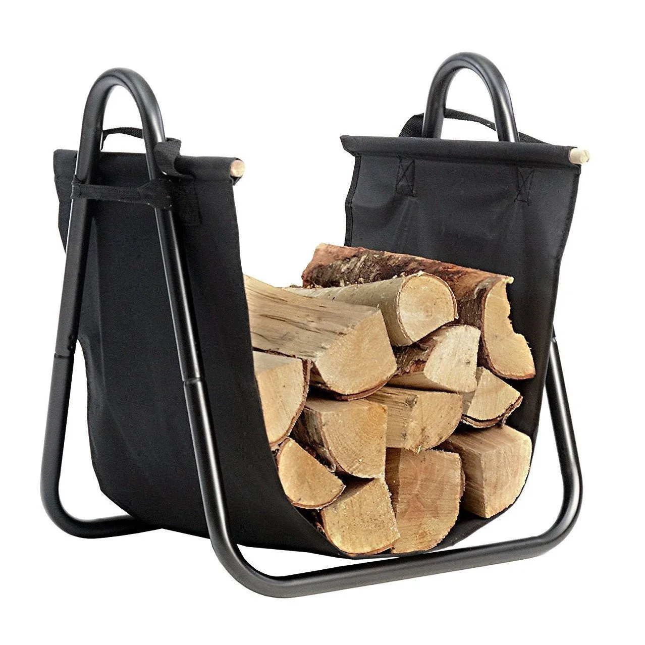 Fireplace Log Holder with Canvas Tote Carrier Indoor Fire Wood Rack Model Number BG004