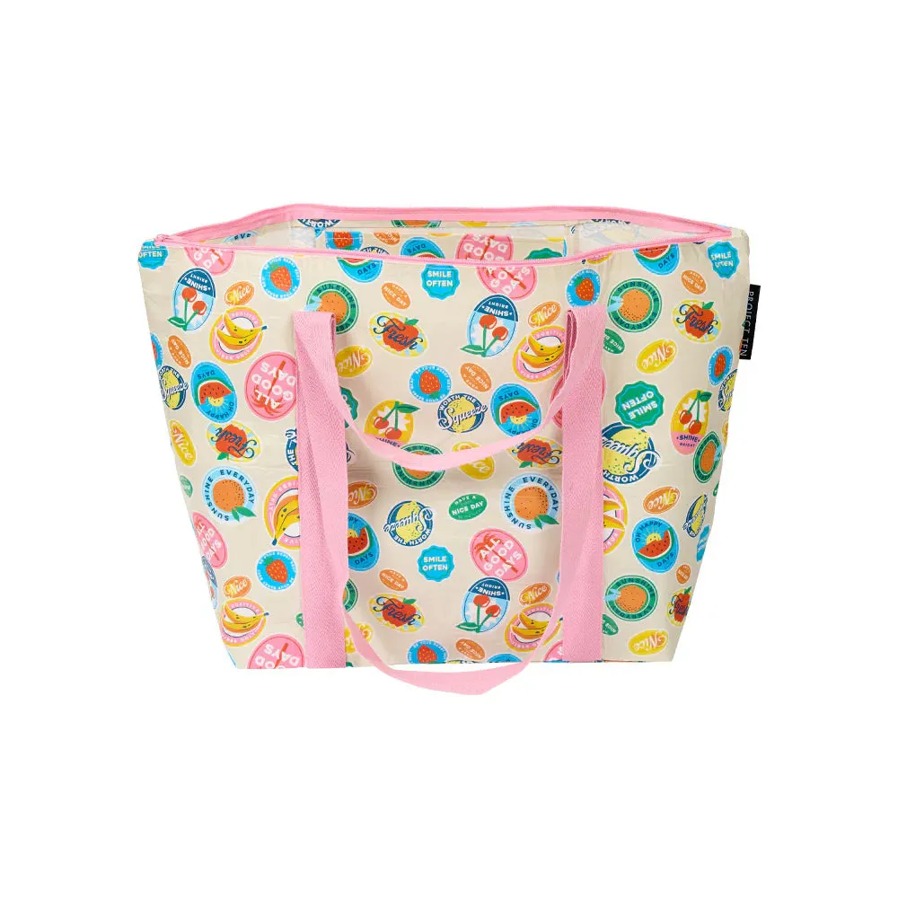 Fruit Stickers Zip Medium Tote