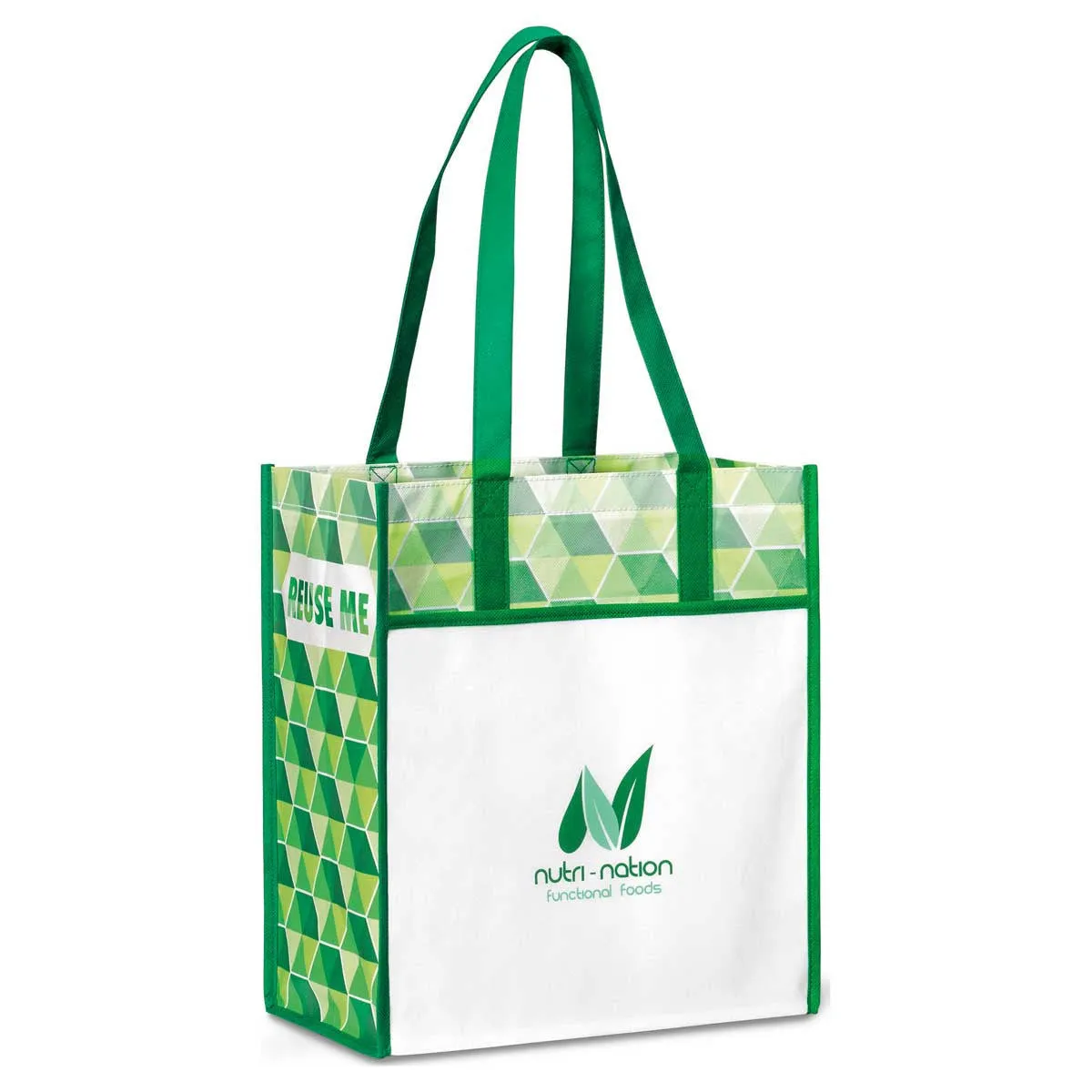 Gemline Kelly Green/Pattern Horizons Laminated Shopper