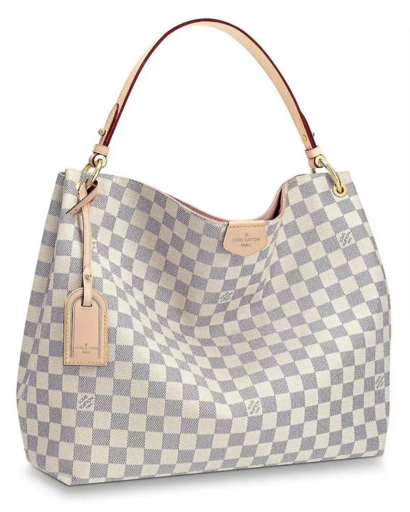 Graceful MM Damier Azur Canvas Handbag - Rose Ballerine or Damier Ebene