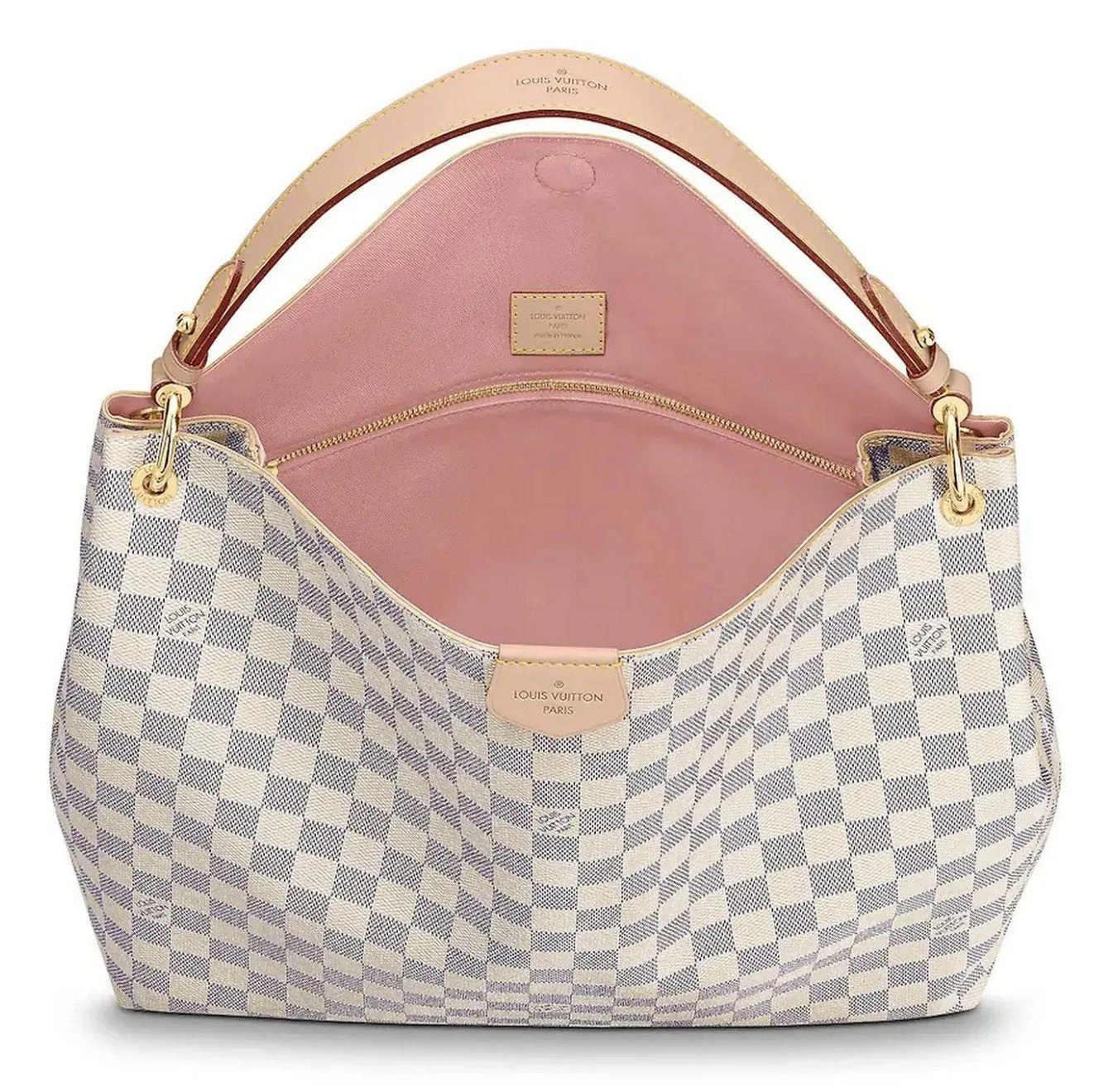 Graceful MM Damier Azur Canvas Handbag - Rose Ballerine or Damier Ebene