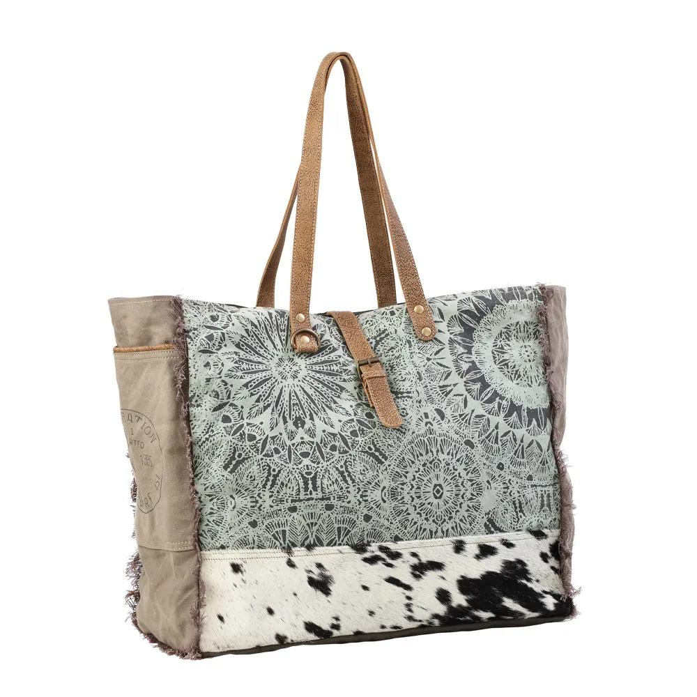 Green Floral Print Weekender Bag