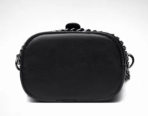 H1718 - Black Bucket Style Messenger Bag