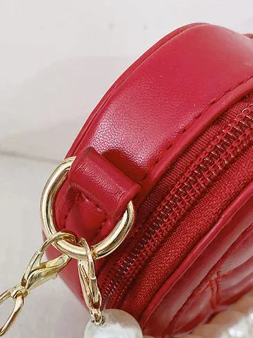 Heart of Pearl Red Crossbody Handbag