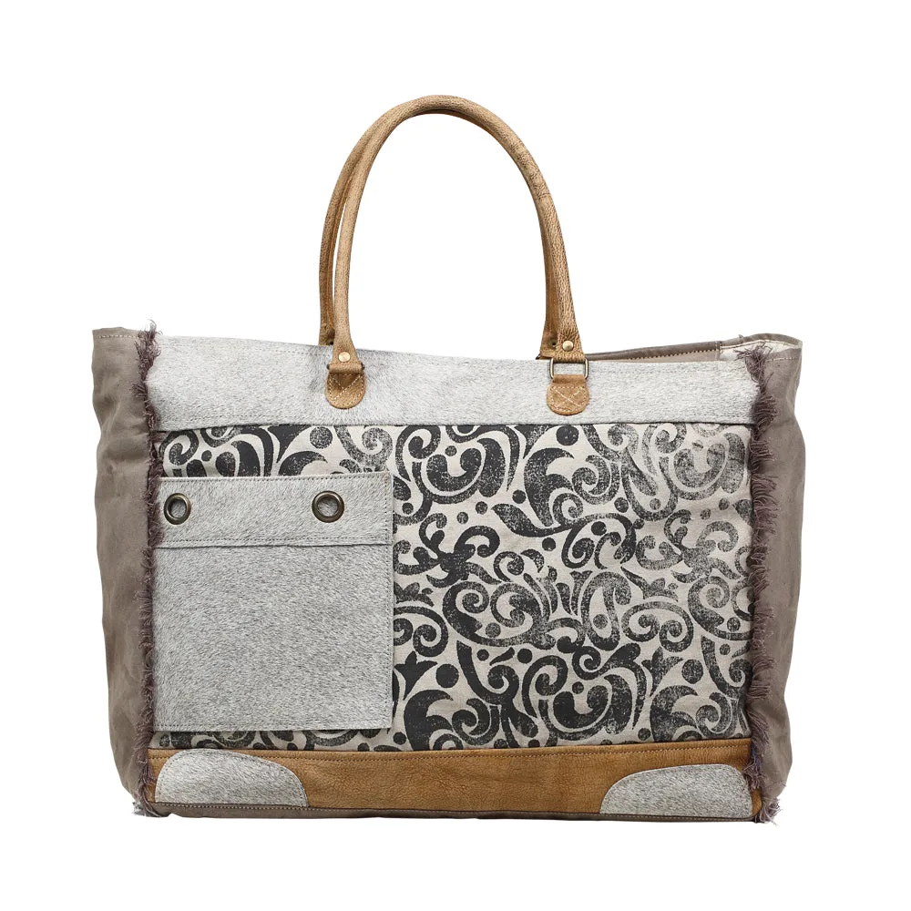 Hide & Floral Print Weekender Bag