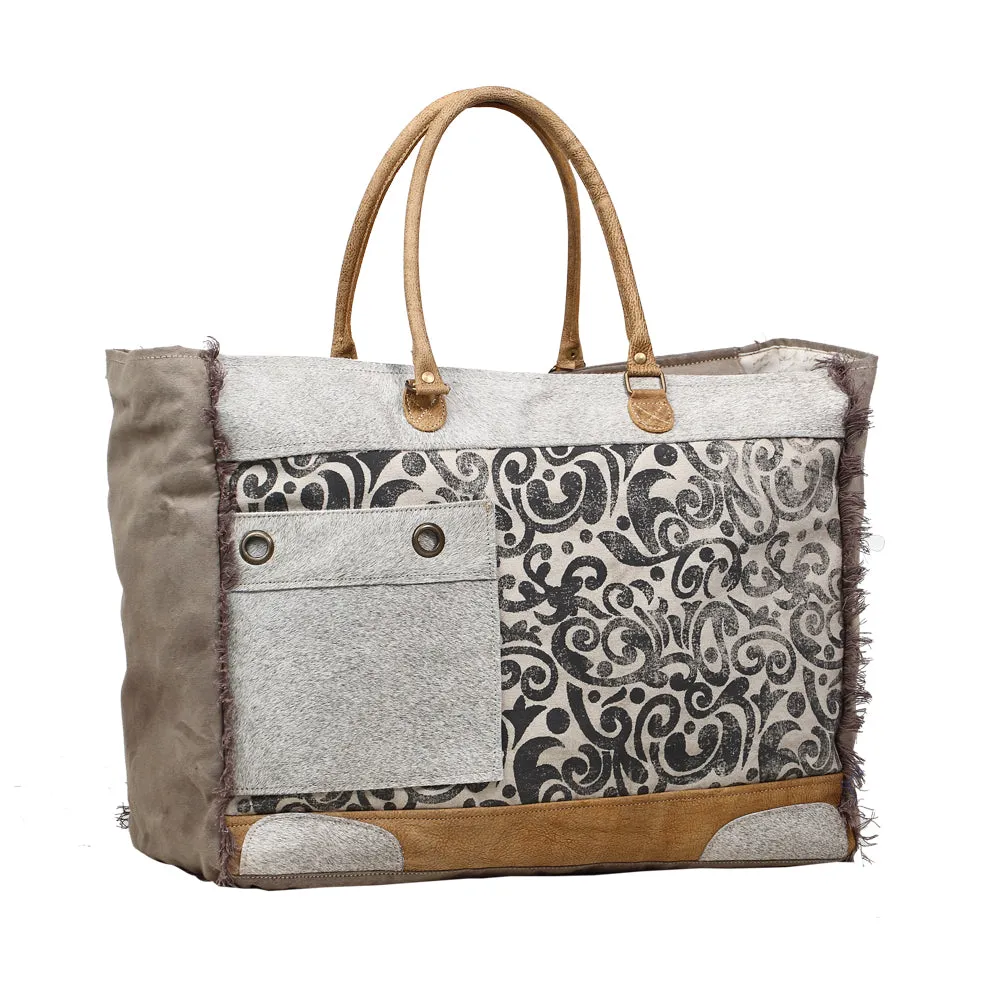 Hide & Floral Print Weekender Bag