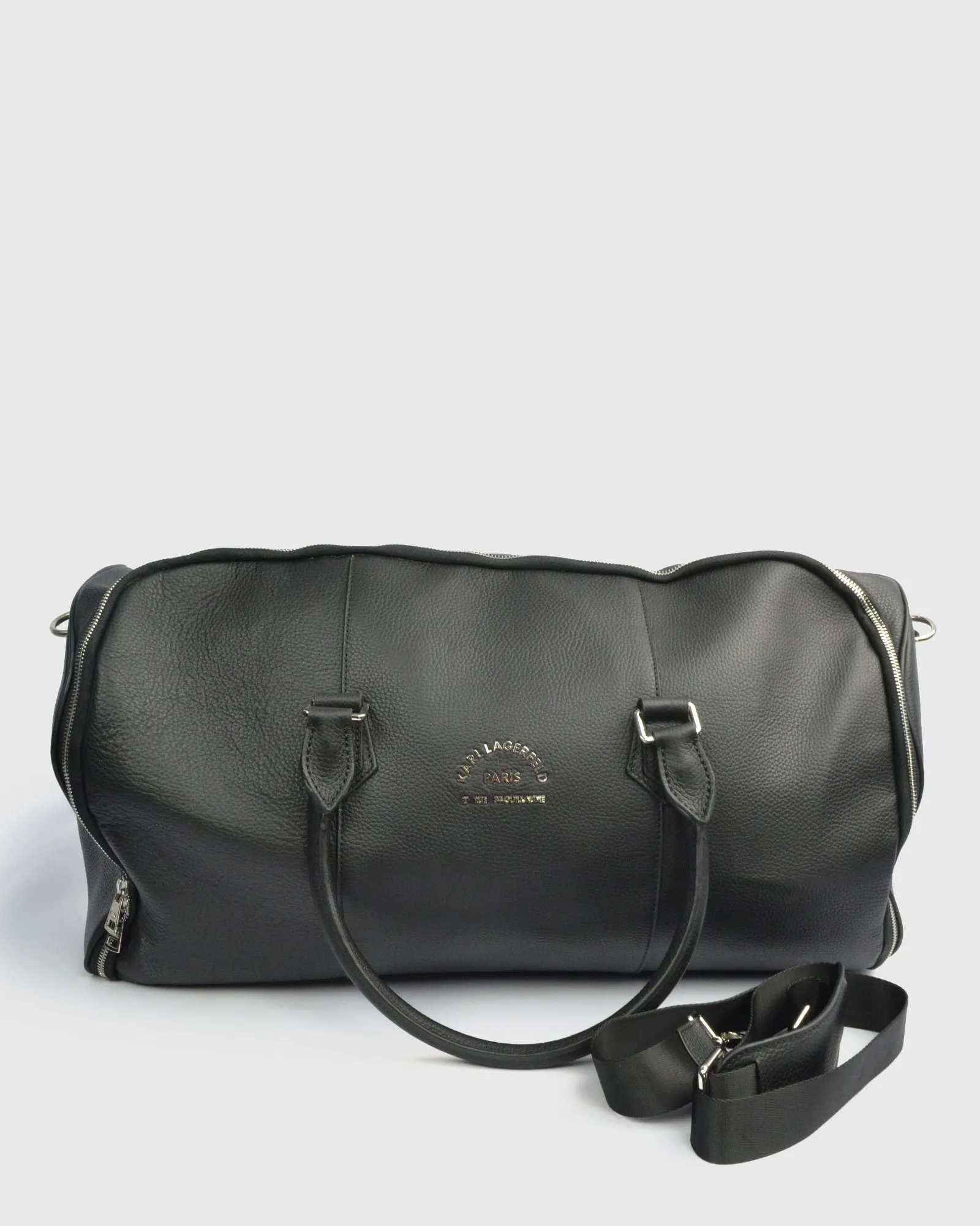 KARL LAGERFELD 8015930-990 BLACK CALF LEATHER TRAVEL BAG