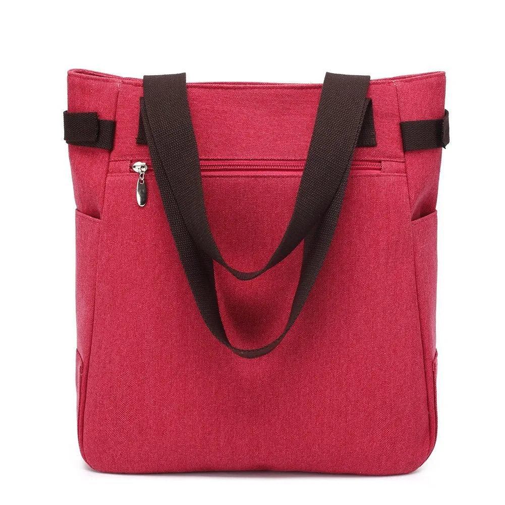 KAUKKO Cute Cat Totes Women Canvas Handbags ( Red )