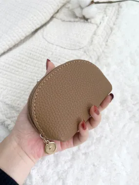 Khaki Litchi Coin Purse Change Pouch Coin Case Small Wallet Card Holder