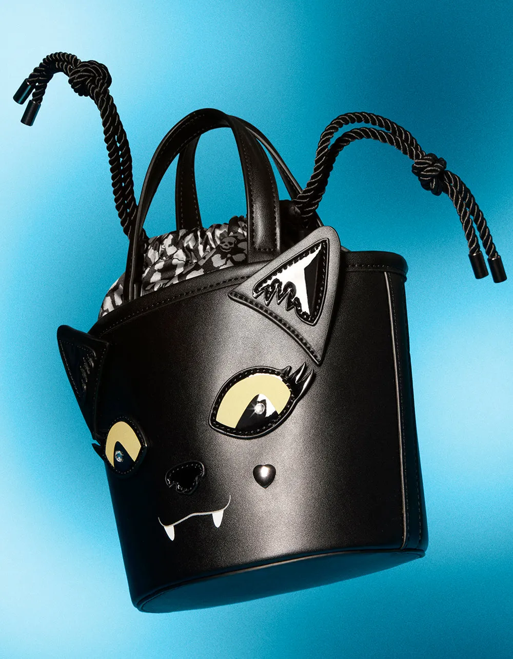 KITSCH GIMMIE CANDY CAT BUCKET BAG BLACK