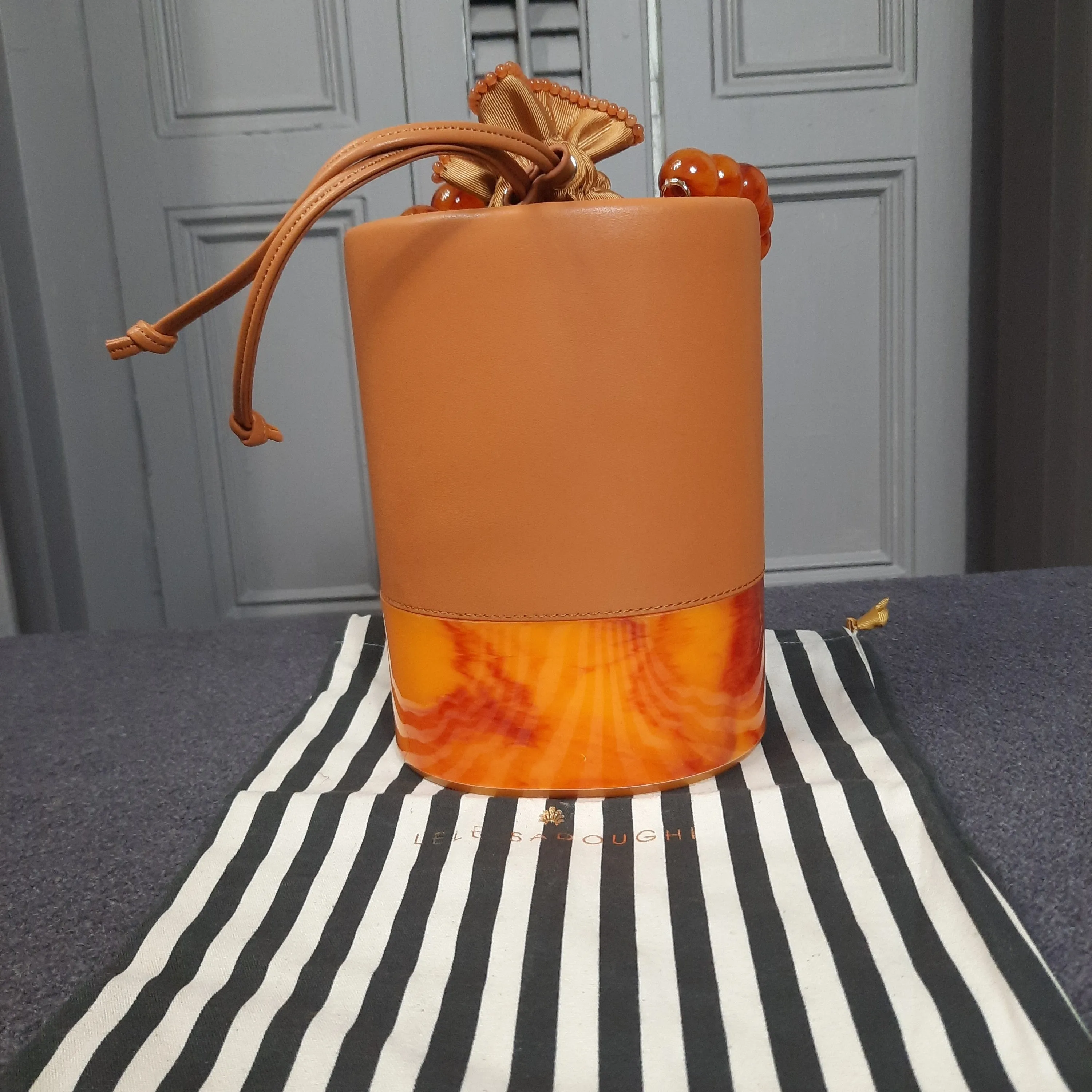 Lele Sadoughi Dallas Apricot Bag With Matinee Chain Strap