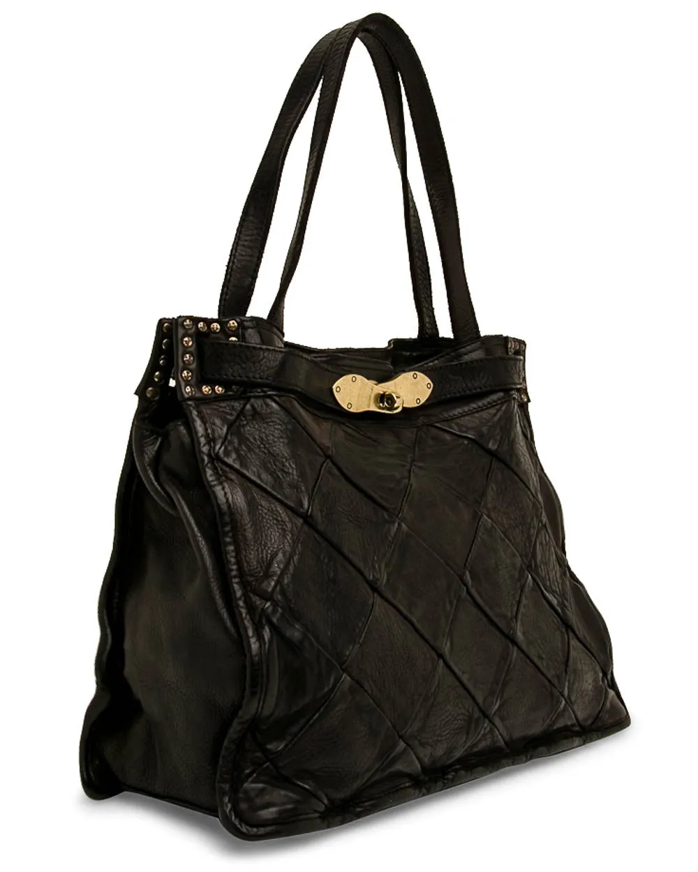 Medium Black Diana Patchwork Leather Shopping Bag