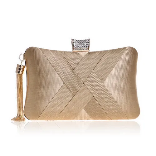 Metal Tassel Clutch With Chain Shoulder Classical Style Small Purse Day Evening Clutch Bags