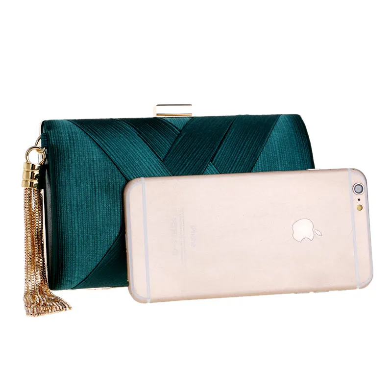 Metal Tassel Clutch With Chain Shoulder Classical Style Small Purse Day Evening Clutch Bags