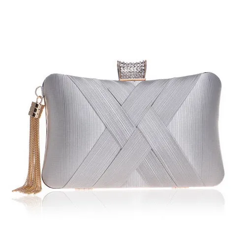 Metal Tassel Clutch With Chain Shoulder Classical Style Small Purse Day Evening Clutch Bags