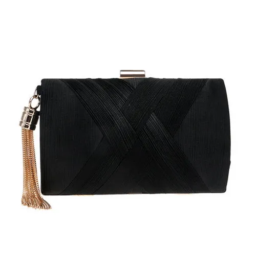 Metal Tassel Clutch With Chain Shoulder Classical Style Small Purse Day Evening Clutch Bags