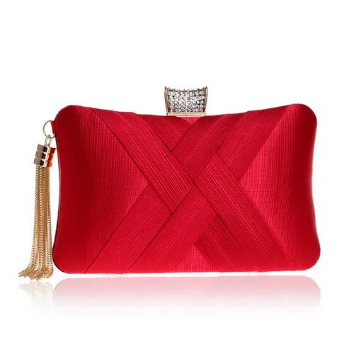 Metal Tassel Clutch With Chain Shoulder Classical Style Small Purse Day Evening Clutch Bags