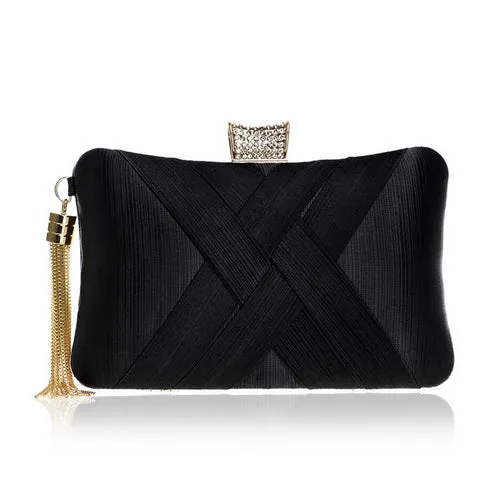 Metal Tassel Clutch With Chain Shoulder Classical Style Small Purse Day Evening Clutch Bags