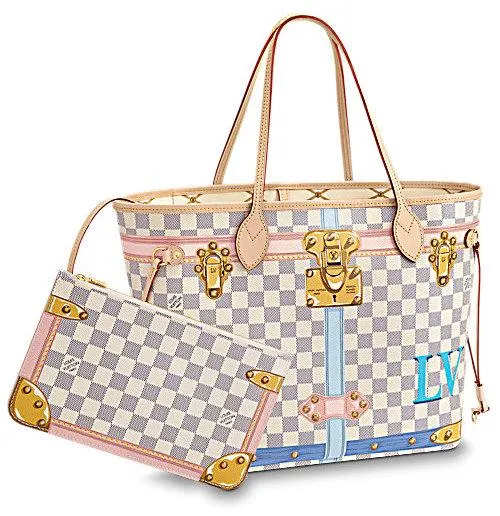 Neverfull MM Damier Azur Canvas Handbag