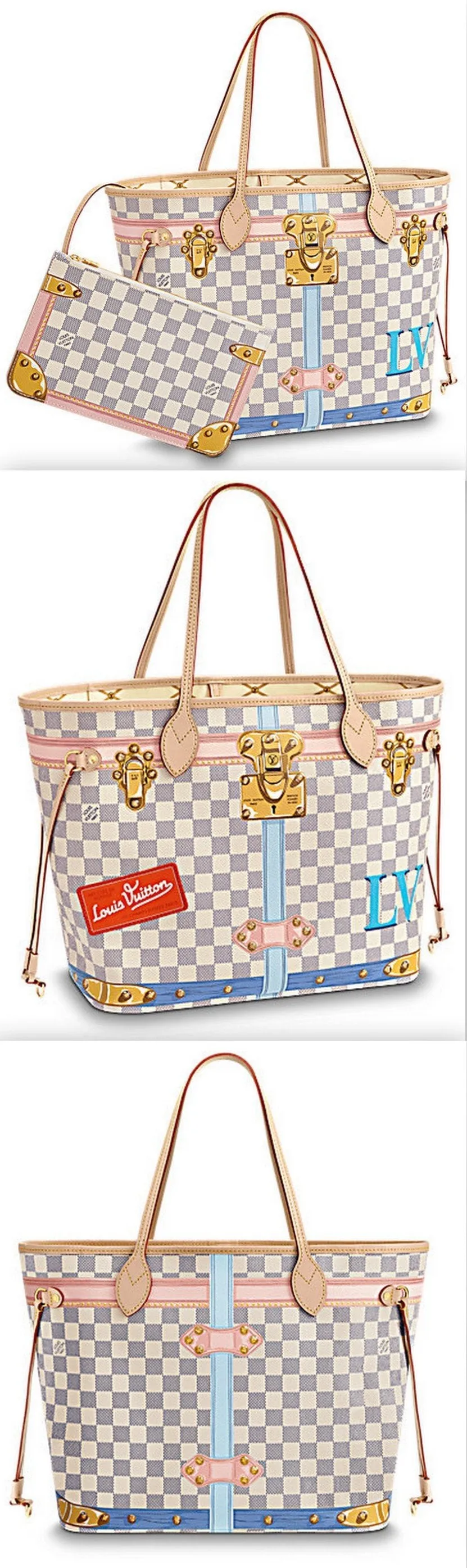 Neverfull MM Damier Azur Canvas Handbag