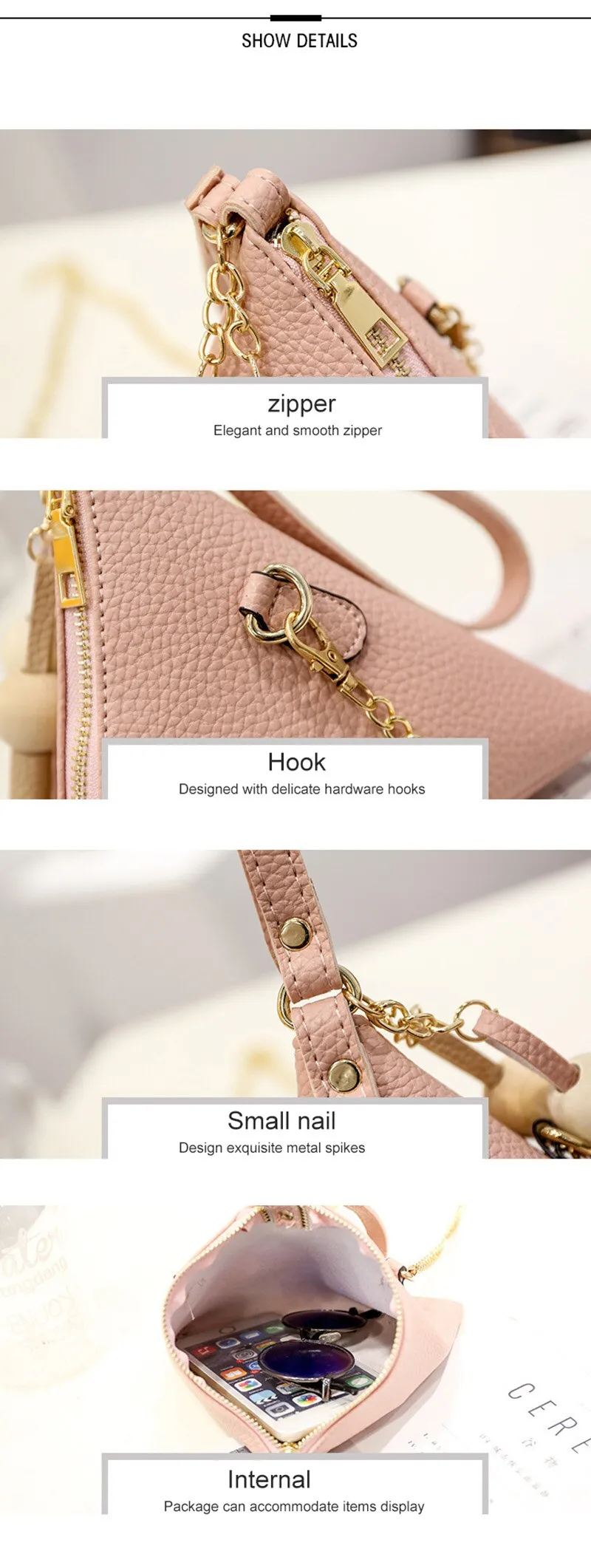 New Women Bag Trend Solid Color High Quality Fashion Simplicity Handbag Hardware Small Nail Bag High-Capacity Zipper