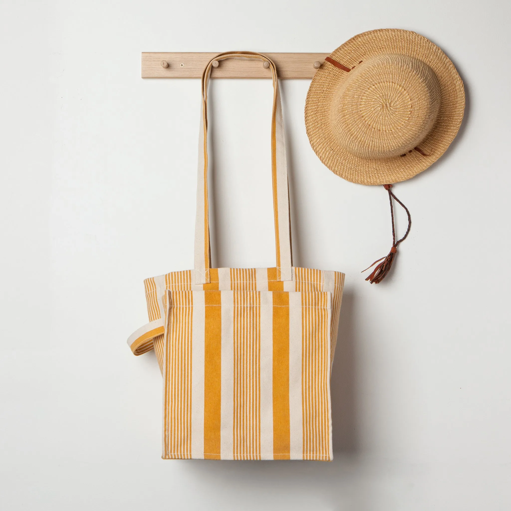 Ochre Stripe Shopping Tote