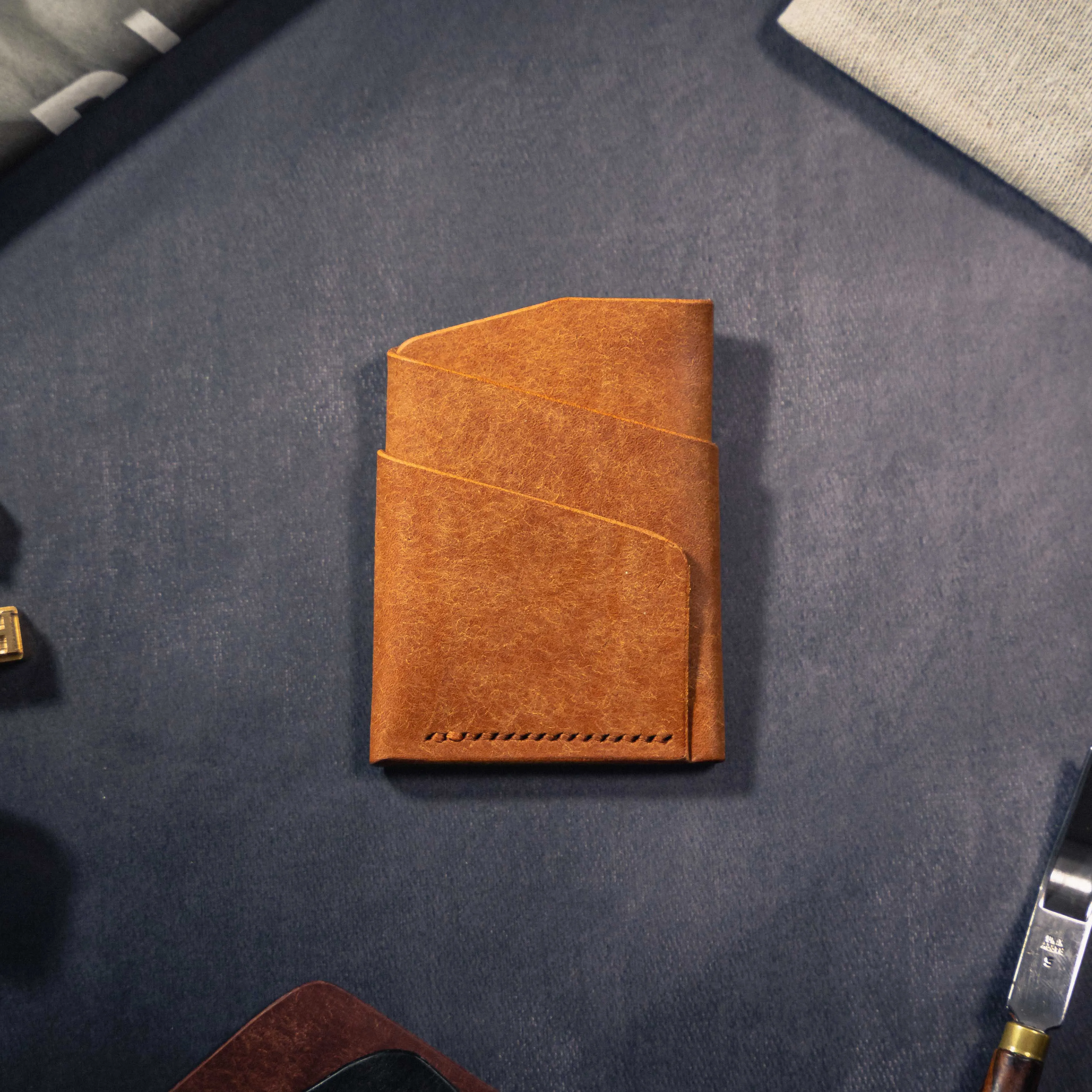 Pembrook 'Sleeve' Leather Cardholder - Cognac (Samples & Seconds)