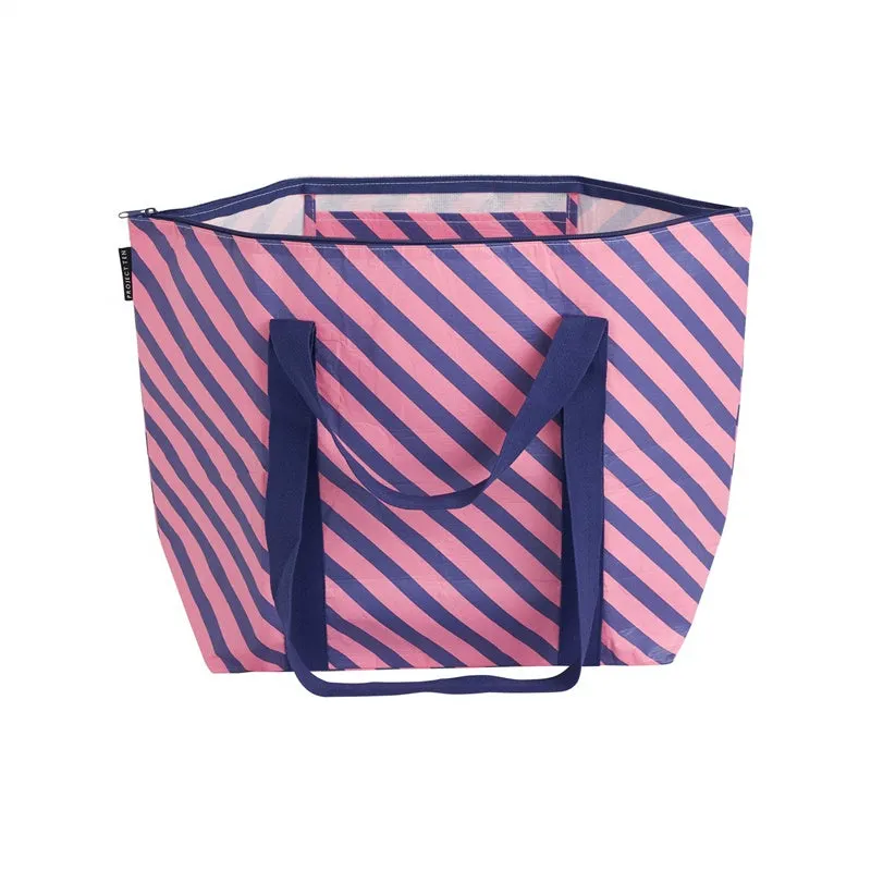 Project Ten - Pink Navy Stripe - Zip Medium Tote