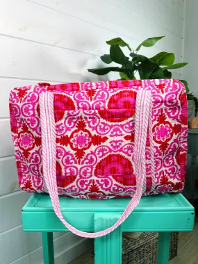 Quilted Duffle Bag | Weekender Travel Bags | Red Pink