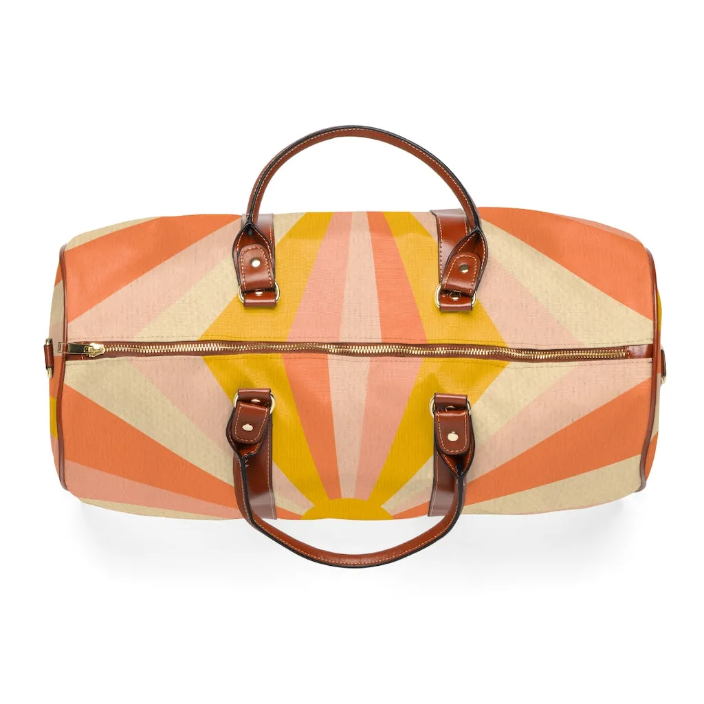 Retro Bag Sunburst Groovy Travel Bag Waterproof Overnight Bag Vintage Style Eclectic Airline Bag