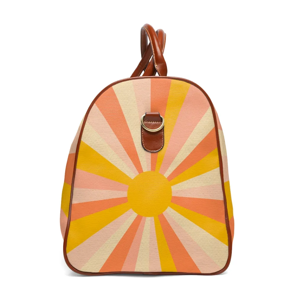 Retro Bag Sunburst Groovy Travel Bag Waterproof Overnight Bag Vintage Style Eclectic Airline Bag