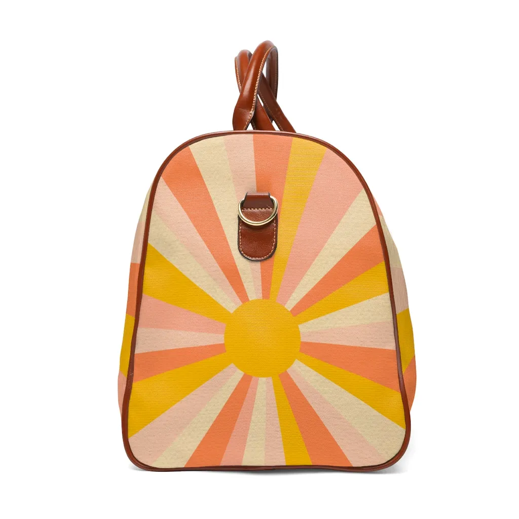 Retro Bag Sunburst Groovy Travel Bag Waterproof Overnight Bag Vintage Style Eclectic Airline Bag